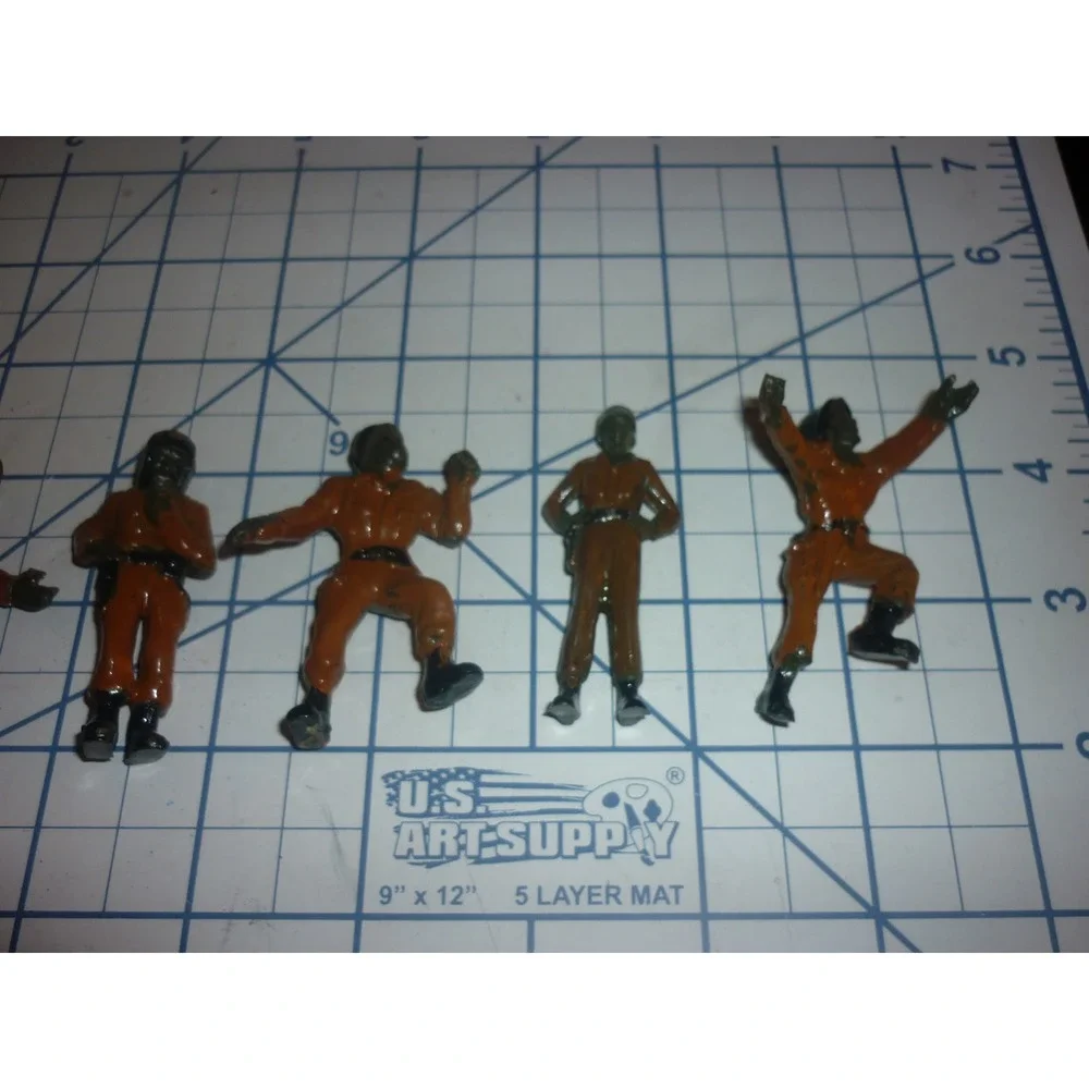 Vintage Starlux France Plastic Jet Pilot Aviator Figures Lot 6 Orange Suit